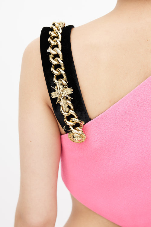 Fausto Puglisi FW 2015 Pink & Gold Embellished Cutout Dress