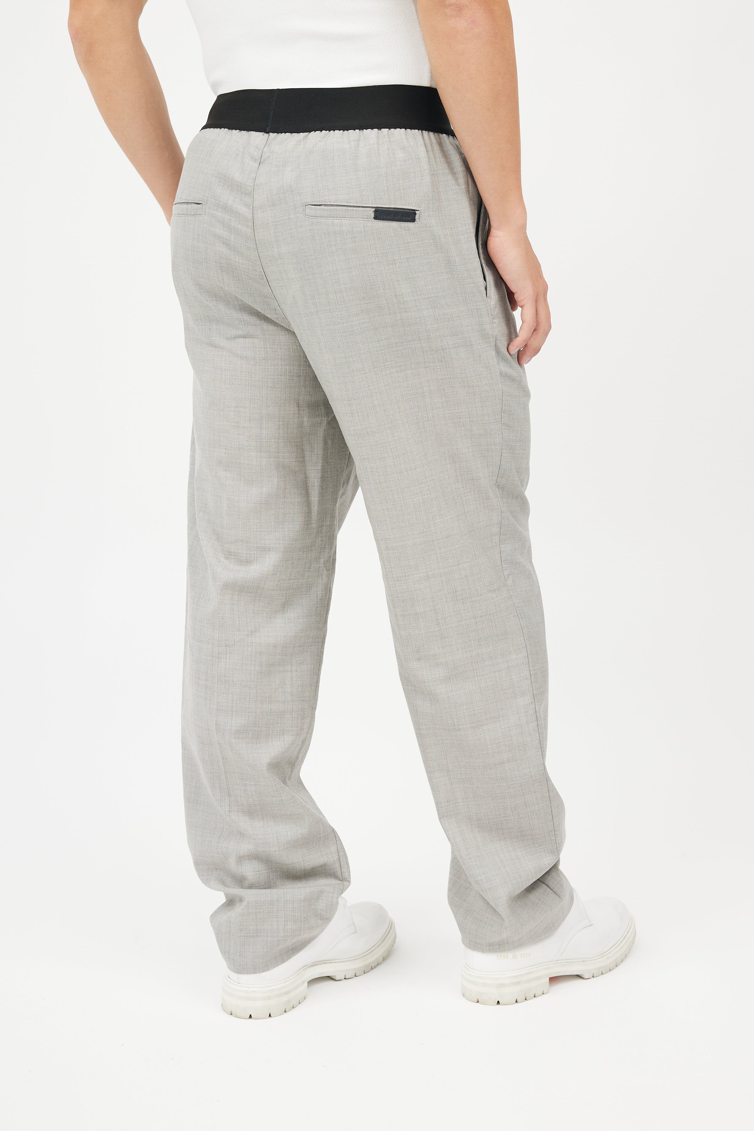 Fear of God // Grey Wool Logo Waistband Trousers – VSP Consignment