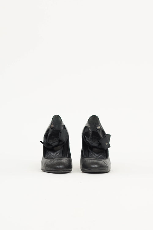 Chanel 2007 Leather CC Bow Mary Jane Pump