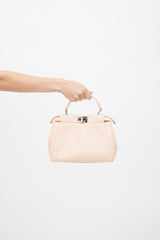 Fendi 2019 Pink Embossed Leather Small Peekaboo Crossbody Bag