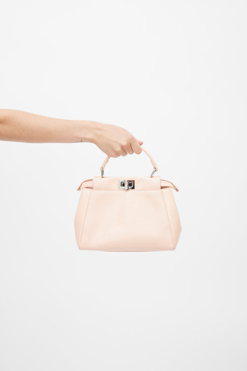 Fendi 2019 Pink Embossed Leather Small Peekaboo Crossbody Bag