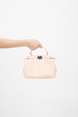 Fendi 2019 Pink Embossed Leather Small Peekaboo Crossbody Bag