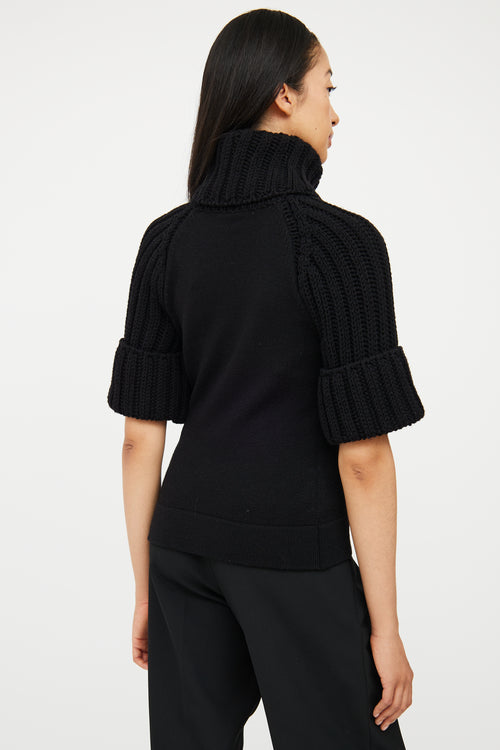 Black Wool Turtleneck Top