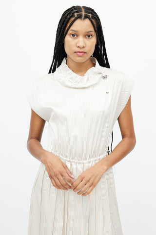 Fendi Beige & Cream Striped Drawstring Dress
