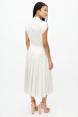 Fendi Beige & Cream Striped Drawstring Dress