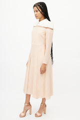 Fendi Beige & Cream Striped Pleated Dress