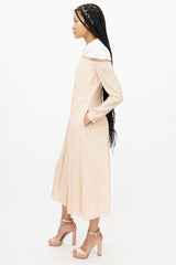 Fendi Beige & Cream Striped Pleated Dress