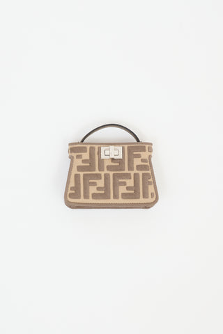 Fendi Beige FF Embroidered Pico Peekaboo Bag Charm