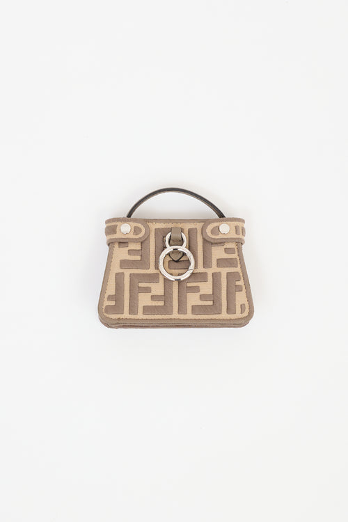 Fendi Beige FF Embroidered Pico Peekaboo Bag Charm