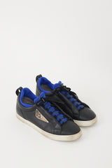 Fendi Black & Blue Leather & Neoprene Monster Sneaker