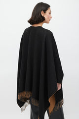 Fendi Black & Brown Cashmere Fringe Shawl