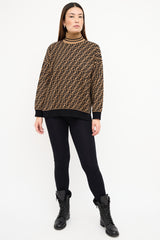 Fendi Brown & Black Cashmere Zucca  Sweater
