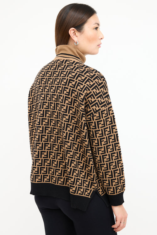 Fendi Brown & Black Cashmere Zucca  Sweater