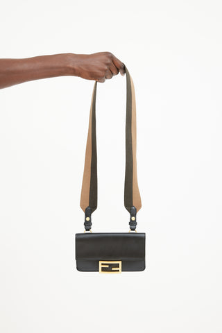 Fendi Black & Multicolour Leather Baguette Bag