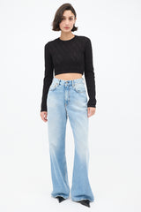 Fendi Black FF Knit Cropped Sweater