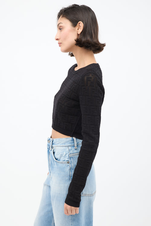 Fendi Black FF Knit Cropped Sweater