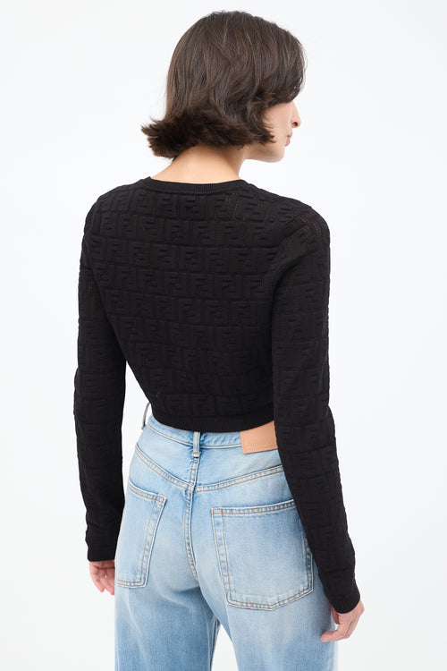 Fendi Black FF Knit Cropped Sweater