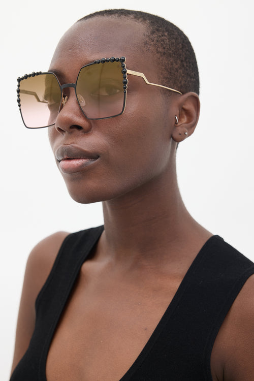 Fendi Black & Gold FF0259S Square Sunglasses