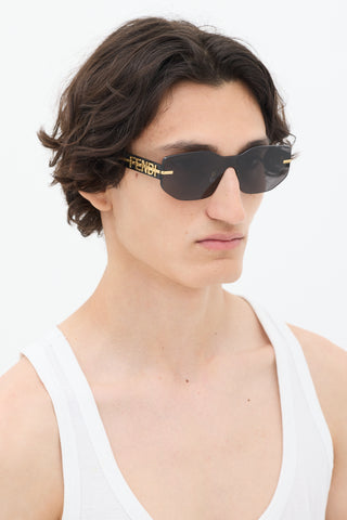 Fendi Black & Gold FE40066U Angular Sunglasses
