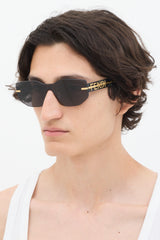 Fendi Black & Gold FE40066U Angular Sunglasses
