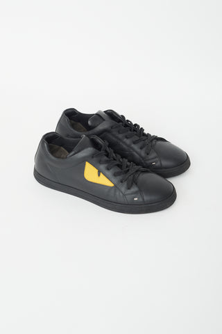 Fendi Black Leather & Yellow Sneaker