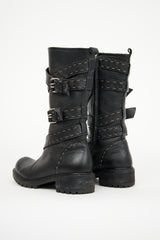 Fendi Black Leather Combat Boot