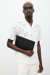 Fendi Black Leather FF Monogram  Pouch