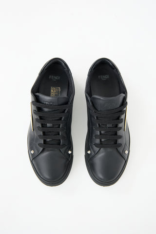 Fendi Black Leather Monster Eye Sneaker