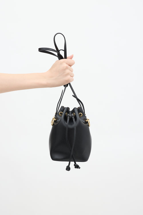 Fendi Black Leather Mon Tresor Bucket Bag