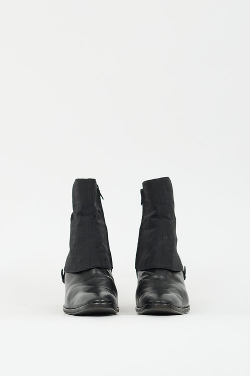 Fendi Black Leather FF Monogram Boot