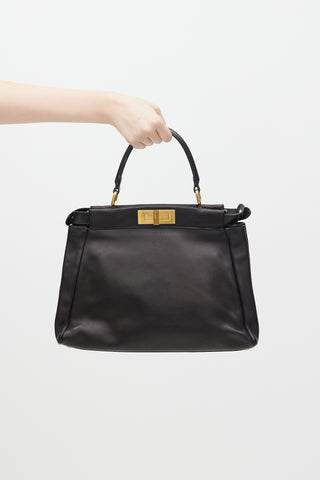 Fendi Black Leather Peeaboo Medium Bag