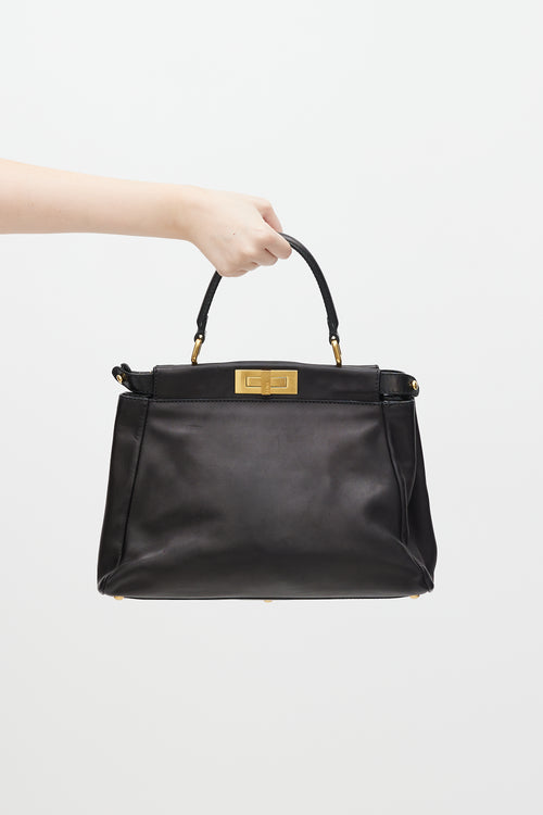 Fendi Black Leather Peeaboo Medium Bag