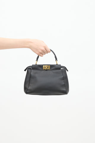 Fendi Black Leather Peekaboo Mini Bag