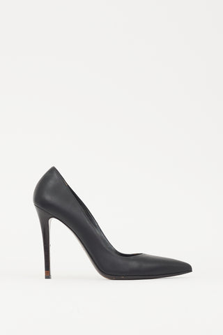 Fendi Black Leather Pointed Toe Heel