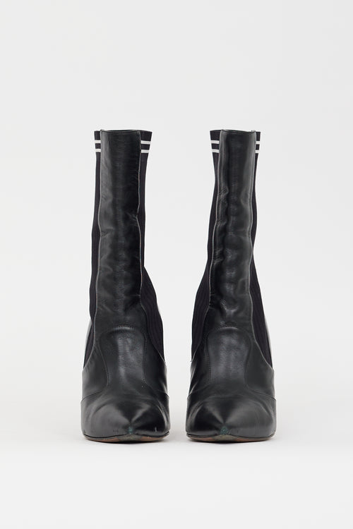 Fendi Black Leather Rococo Sock Boot
