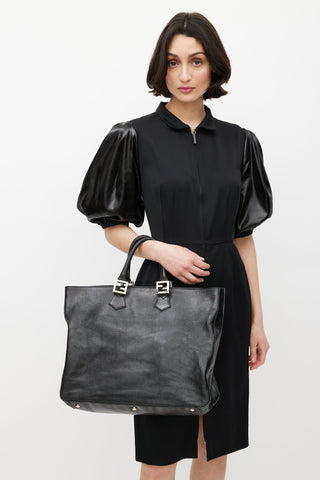 Fendi Black & Gold Twins Cabas Tote