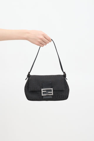 Fendi Black Monogram Baguette Mini Bag