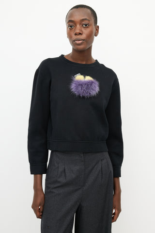 Fendi Black & Multi Bag Bug Fur Sweater