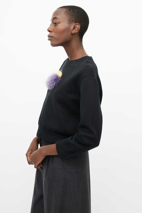 Fendi Black & Multi Bag Bug Fur Sweater