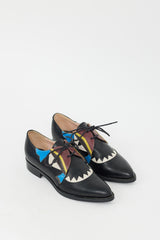 Fendi Black & Multi Leather Monster Eye Oxford