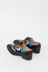 Fendi Black & Multi Leather Monster Eye Oxford