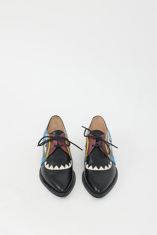 Fendi Black & Multi Leather Monster Eye Oxford