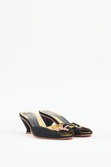 Fendi Black & Multicolour Satin Jewel Mule