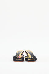 Fendi Black & Multicolour Satin Jewel Mule