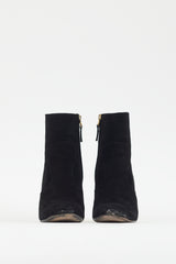 Fendi Black Suede & Gold Spike Heel Boot
