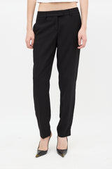Fendi Black Tapered Pleated Trouser