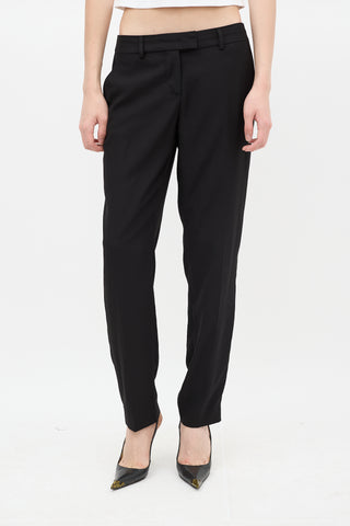 Fendi Black Tapered Pleated Trouser