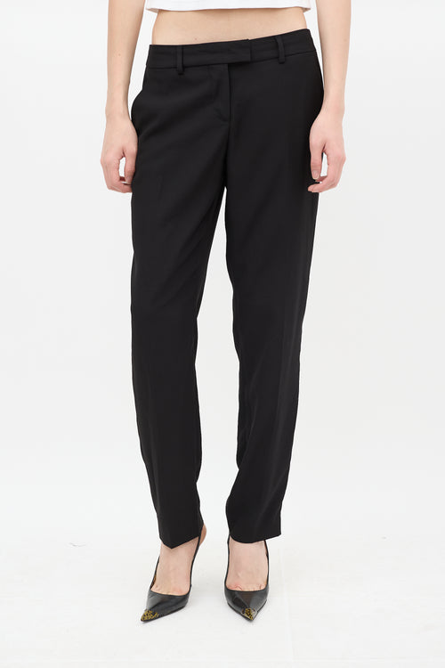 Fendi Black Tapered Pleated Trouser