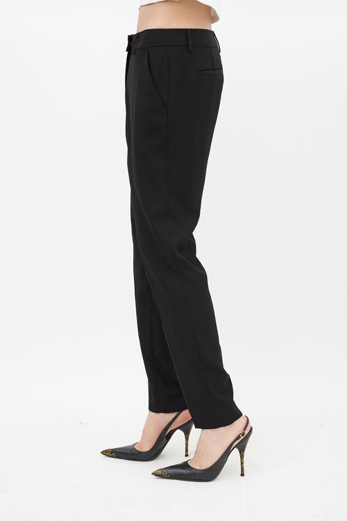 Fendi Black Tapered Pleated Trouser