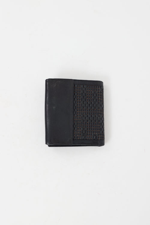 Fendi Black Woven Leather FF Bifold Wallet